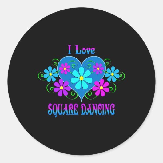I Love Square Dancing Ronde Sticker (Voorkant)