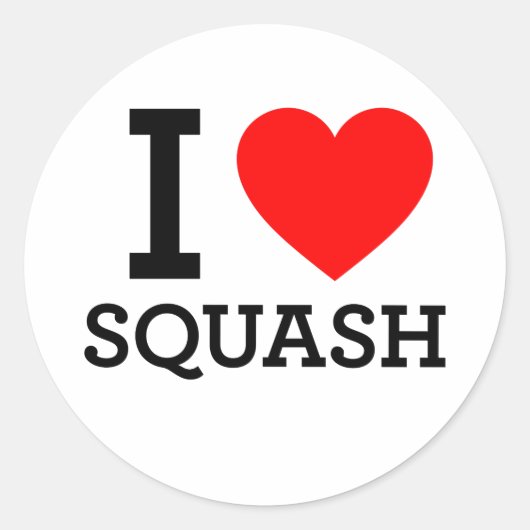 I Love Squash Ronde Sticker (Voorkant)