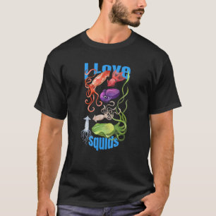 I Love Squids octopus cephalopode oceaan zomer kaw T-shirt