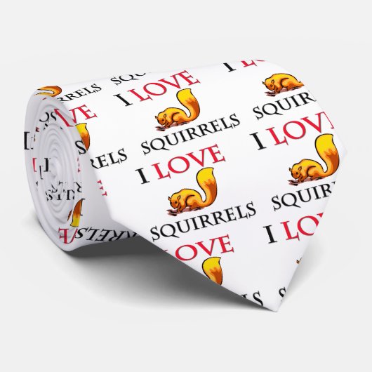 I Love Squirrels Stropdas (Opgerold)