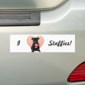 I Love Staffies bumper sticker (Op auto)