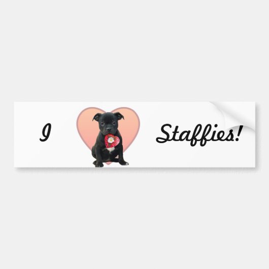 I Love Staffies bumper sticker (Voorkant)