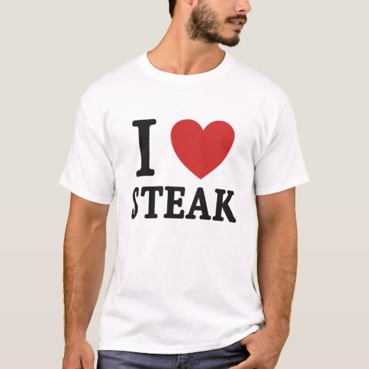 I Love Steak – Funny Meat Lover & BBQ Shirt (Voorkant)