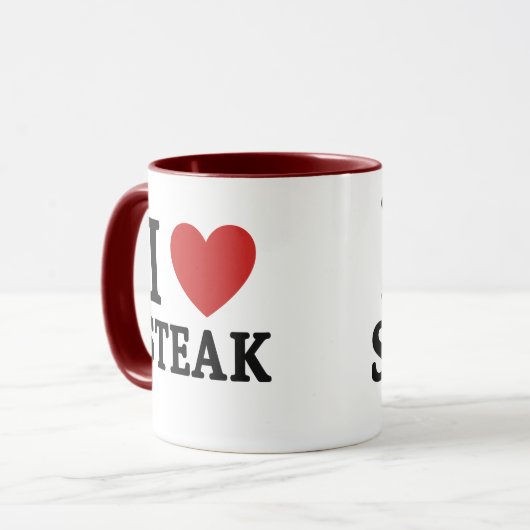 I Love Steak – Funny Meat Lover & BBQ Shirt Mok (Voorkant links)