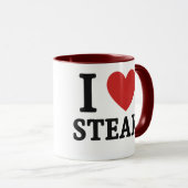 I Love Steak – Funny Meat Lover & BBQ Shirt Mok (Voorkant rechts)