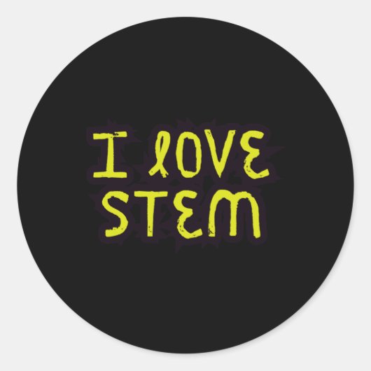 I Love Stem - Wetenschap Ronde Sticker (Voorkant)