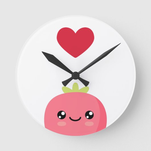 I love strawberries ronde klok (Voorkant)