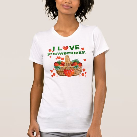 I love strawberries t-shirt (Voorkant)