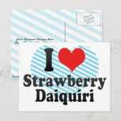 I Love Strawberry+Daiquiri Briefkaart (Voorkant / Achterkant)