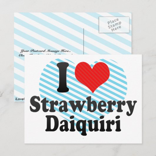I Love Strawberry+Daiquiri Briefkaart (Voorkant / Achterkant)