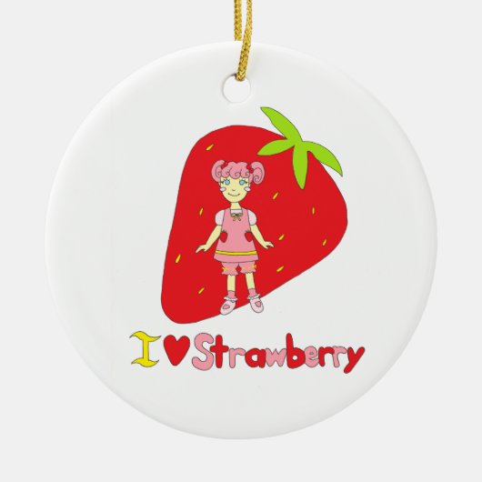 I Love Strawberry Keramisch Ornament (Voorkant)