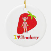 I Love Strawberry Keramisch Ornament (Achterkant)