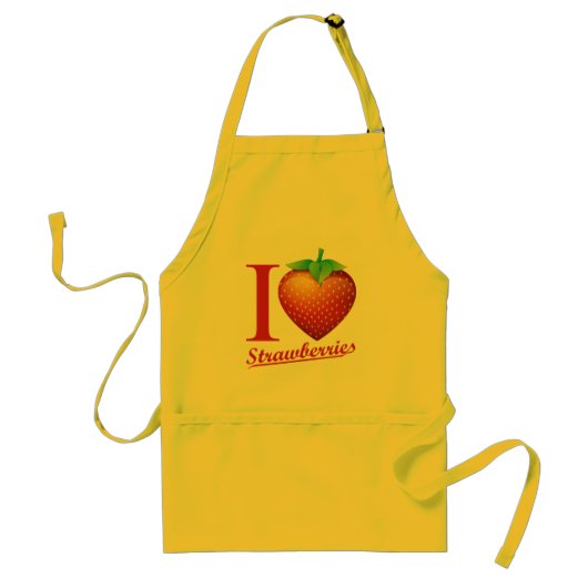 I Love Strawberry Standaard Schort (Voorkant)