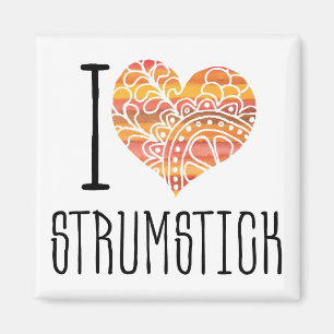 I Love Strumstick Oranje Mandala Heart Magneet