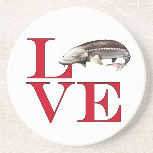 I Love Sturgeon Zandsteen Onderzetter (Voorkant)