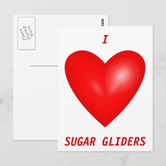 I Love Sugar Gliders Briefkaart (Voorkant / Achterkant)