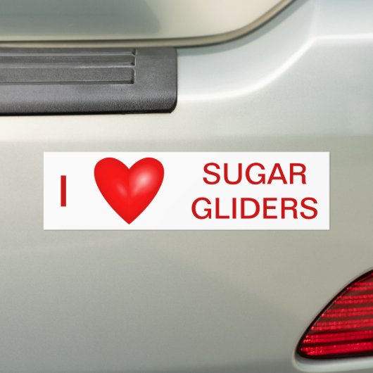 I Love Sugar Gliders Bumpersticker (Op auto)