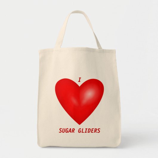 I Love Sugar Gliders Tote Bag (Voorkant)
