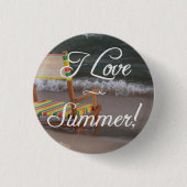 "I Love Summer" Beach Scene Button (Voorkant)