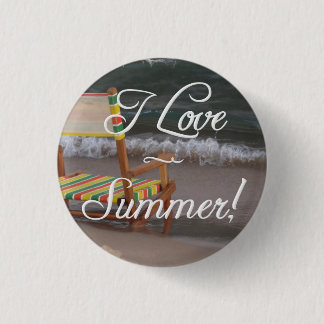 "I Love Summer" Beach Scene Button