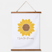 I Love Sun Flowers Wood Topped Wall Tapestry Hangend Wandkleed (Voorkant)