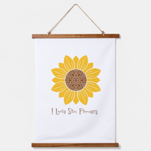 I Love Sun Flowers Wood Topped Wall Tapestry Hangend Wandkleed (Voorkant)