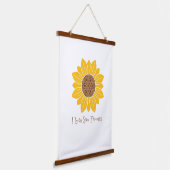 I Love Sun Flowers Wood Topped Wall Tapestry Hangend Wandkleed (Gebogen)
