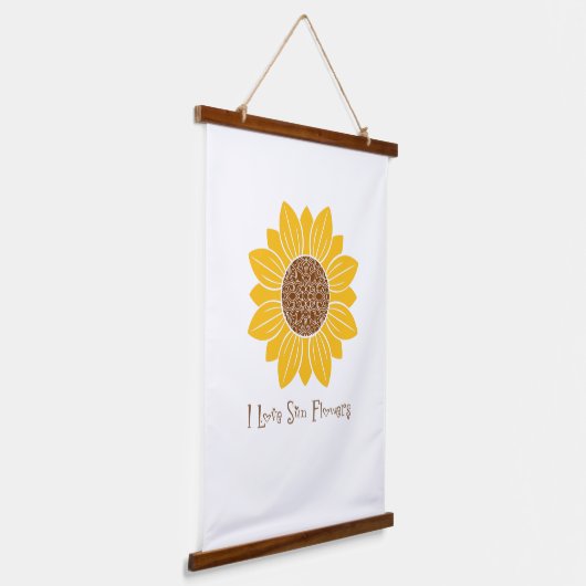 I Love Sun Flowers Wood Topped Wall Tapestry Hangend Wandkleed (Gebogen)