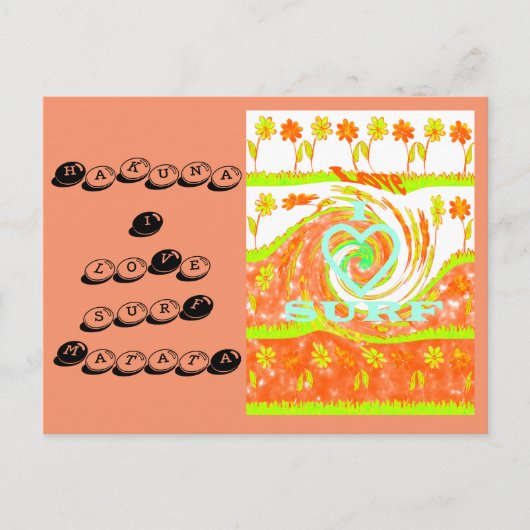 I Love surf Hakuna Matata girly surf briefkaart (Voorkant)