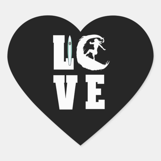 I Love Surfing Surf Fan Lovers Hart Sticker (Voorkant)