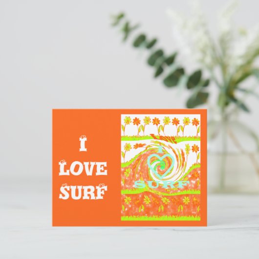 I Love Surven: Mooie Bloemen met Cool Text Art Briefkaart (Staand voorkant)