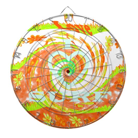 I Love Surven: Mooie Bloemen met Cool Text Art Dartbord (Voorkant)