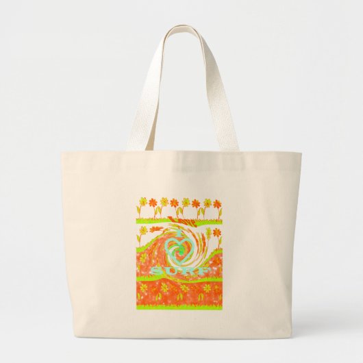 I Love Surven: Mooie Bloemen met Cool Text Art Grote Tote Bag (Voorkant)