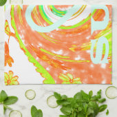 I Love Surven: Mooie Bloemen met Cool Text Art Theedoek (Gevouwen)