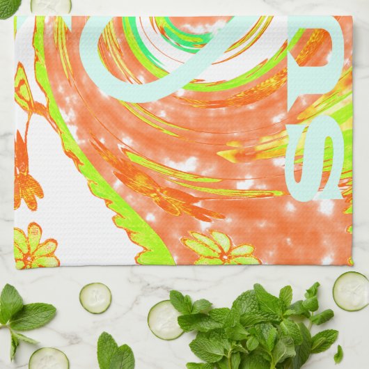 I Love Surven: Mooie Bloemen met Cool Text Art Theedoek (Gevouwen)