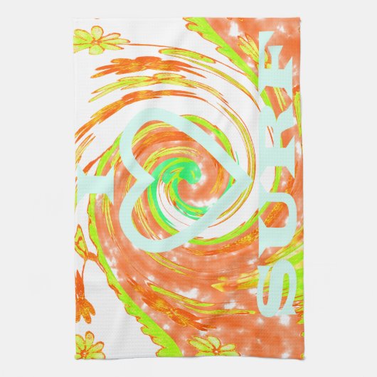 I Love Surven: Mooie Bloemen met Cool Text Art Theedoek (Verticaal)