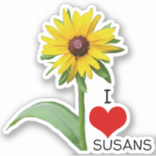 I Love Susans Rudbeckia Flower and Heart Sticker