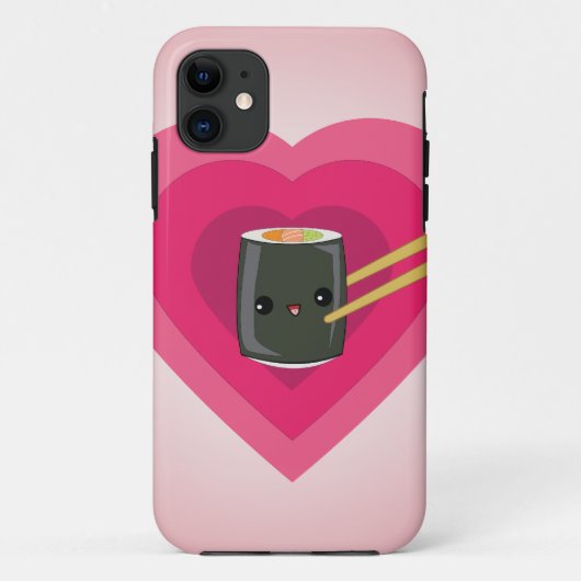 I Love Sushi Kawaii Sushi Roll i Phone Case (Achterkant)