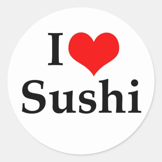 I Love Sushi Ronde Sticker (Voorkant)
