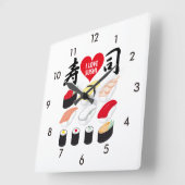 I Love Sushi Vierkante Klok (Hoek)