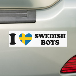 I Love Swedish Boys - Swedish Flag Heart Design Bumpersticker