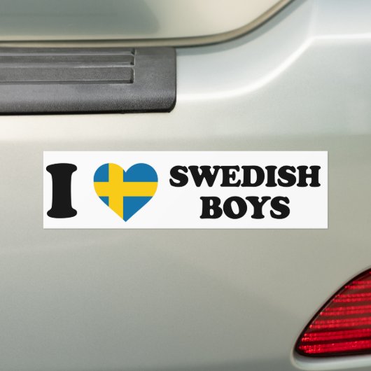 I Love Swedish Boys - Swedish Flag Heart Design Bumpersticker (Op auto)