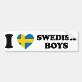 I Love Swedish Boys - Swedish Flag Heart Design Bumpersticker (Voorkant)