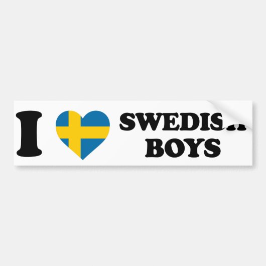 I Love Swedish Boys - Swedish Flag Heart Design Bumpersticker (Voorkant)
