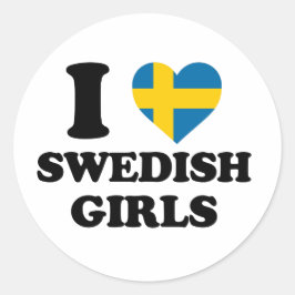 I love Swedish Girls Ronde Sticker