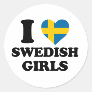 I love Swedish Girls Ronde Sticker