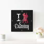 I Love Swing Dancing Vierkante Klok (Huis)
