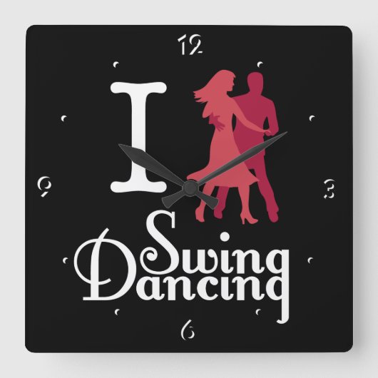 I Love Swing Dancing Vierkante Klok (Voorkant)