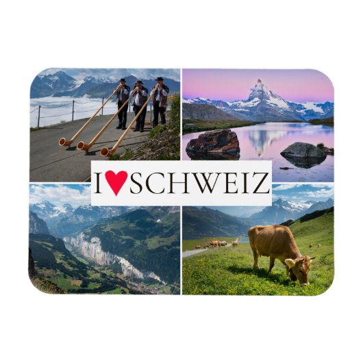 I love Switzerland photo collage souvenir Magneet (Horizontaal)