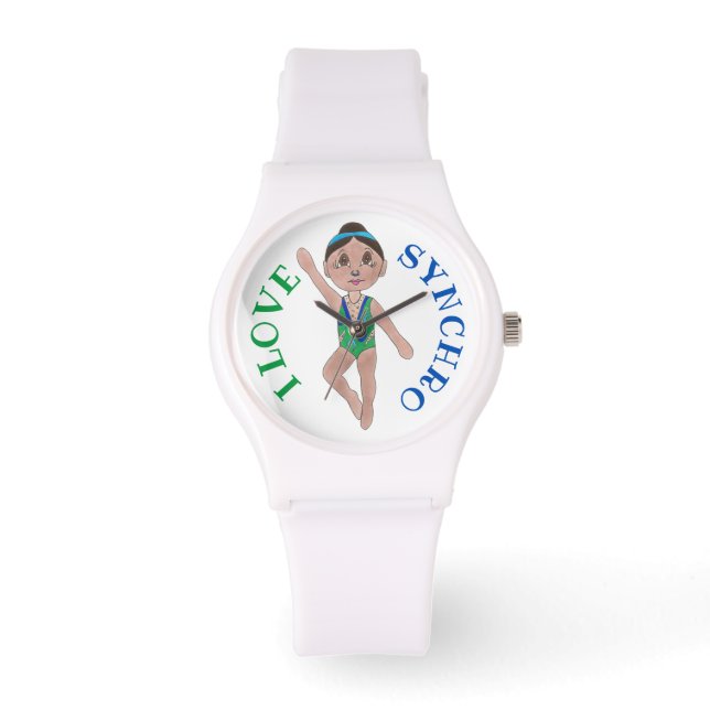 I Love Synchro Synchronized Swimmer Swim Team Girl Horloge (Voorkant)